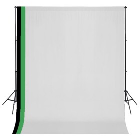 Studio kit with 3 cotton backdrops with adjustable structure 3x3 m by vidaXL, studio montages - Ref: Foro24-275418, Price: 13...