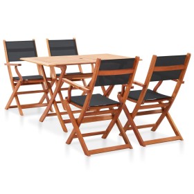 5-piece solid black eucalyptus wood garden dining set by vidaXL, Garden sets - Ref: Foro24-278909, Price: 397,65 €, Discount: %