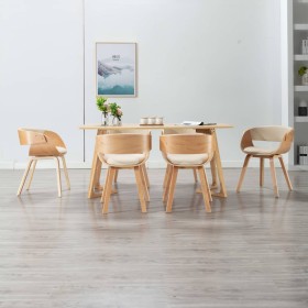 Dining chairs 6 pcs curved wood and cream synthetic leather by vidaXL, dining chairs - Ref: Foro24-278864, Price: 918,80 €, D...