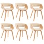 Dining chairs 6 pcs curved wood and cream synthetic leather by vidaXL, dining chairs - Ref: Foro24-278864, Price: 918,80 €, D...