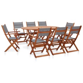 Garden dining set 9 pieces eucalyptus wood gray textilene by vidaXL, Garden sets - Ref: Foro24-278912, Price: 642,29 €, Disco...