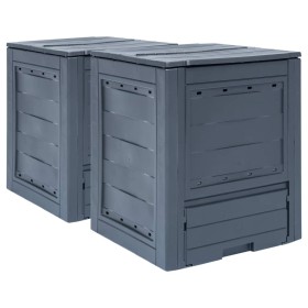 Compostadores de jardín 2 unidades gris 520 L 60x60x73 cm de vidaXL, Compostadores - Ref: Foro24-278919, Precio: 142,99 €, De...