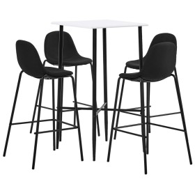 High table and stools set 5 pieces black fabric by vidaXL, Furniture sets for kitchens and dining rooms - Ref: Foro24-3050017...