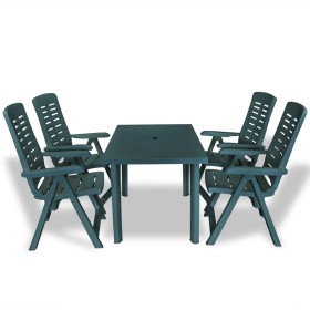 Garden dining set 5 pieces green plastic by vidaXL, Garden sets - Ref: Foro24-275079, Price: 413,31 €, Discount: %