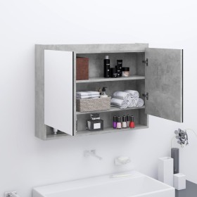 Armario de baño con espejo MDF gris hormigón 80x15x60 cm de vidaXL, Tocadores de baño - Ref: Foro24-331535, Precio: 131,99 €,...