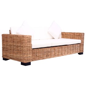 3-Sitzer-Gartensofa aus natürlichem Rattan von vidaXL, Outdoor-Sofas - Ref: Foro24-276351, Preis: 563,98 €, Rabatt: %