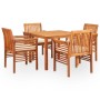 Set comedor de jardín 5 pzas y cojines madera maciza de acacia de vidaXL, Conjuntos de jardín - Ref: Foro24-278896, Precio: 5...