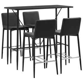 High table and bar stools set 5 pieces black synthetic leather by vidaXL, Furniture sets for kitchens and dining rooms - Ref:...