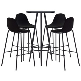 High table and 5-piece black fabric stools set by vidaXL, Furniture sets for kitchens and dining rooms - Ref: Foro24-3051130,...