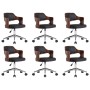 Swivel dining chairs 6 pcs curved wood and black leather by vidaXL, dining chairs - Ref: Foro24-3054928, Price: 866,01 €, Dis...