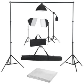 Photo studio kit with softbox spotlights and backdrop by vidaXL, Flashes and studio lighting - Ref: Foro24-3055077, Price: 26...