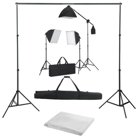 Fotostudio-Set mit Softbox-Scheinwerfern und Hintergrund von vidaXL, Blitze und Studiobeleuchtung - Ref: Foro24-3055077, Prei...