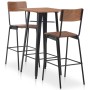 High table set with stools 3 pieces black steel by vidaXL, Furniture sets for kitchens and dining rooms - Ref: Foro24-276847,...