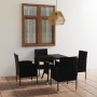 Juego de comedor para jardín 5 piezas ratán sintético negro de vidaXL, Conjuntos de jardín - Ref: Foro24-3059413, Precio: 350...