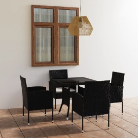 5-teiliges Garten-Esszimmerset aus synthetischem Rattan, schwarz von vidaXL, Gartensets - Ref: Foro24-3059413, Preis: 349,99 ...