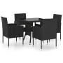 Juego de comedor para jardín 5 piezas ratán sintético negro de vidaXL, Conjuntos de jardín - Ref: Foro24-3059413, Precio: 350...