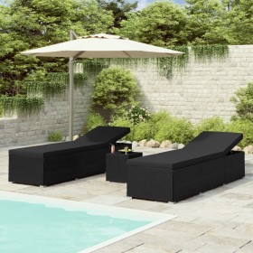 Garden loungers and table 3 pieces black synthetic rattan by vidaXL, Loungers - Ref: Foro24-3057666, Price: 396,99 €, Discoun...