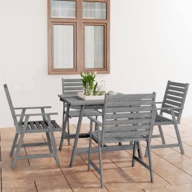 Garden dining set 5 pieces solid gray acacia wood by vidaXL, Garden sets - Ref: Foro24-3057853, Price: 396,18 €, Discount: %