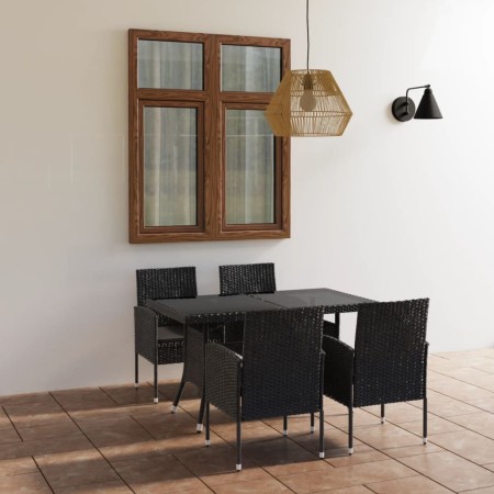 Juego de comedor para jardín 5 piezas ratán sintético negro de vidaXL, Conjuntos de jardín - Ref: Foro24-3059417, Precio: 387...