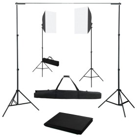 Photo studio kit with softbox lights and background by vidaXL, Flashes and studio lighting - Ref: Foro24-3055055, Price: 148,...