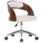 Swivel office chair with curved wood and white synthetic leather by vidaXL, Office chairs - Ref: Foro24-3054843, Price: 129,4...