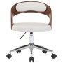 Swivel office chair with curved wood and white synthetic leather by vidaXL, Office chairs - Ref: Foro24-3054843, Price: 129,4...