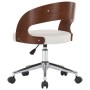 Swivel office chair with curved wood and white synthetic leather by vidaXL, Office chairs - Ref: Foro24-3054843, Price: 129,4...