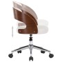 Swivel office chair with curved wood and white synthetic leather by vidaXL, Office chairs - Ref: Foro24-3054843, Price: 129,4...