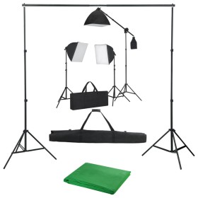 Fotostudio-Set mit Softbox-Scheinwerfern und Hintergrund von vidaXL, Blitze und Studiobeleuchtung - Ref: Foro24-3055072, Prei...