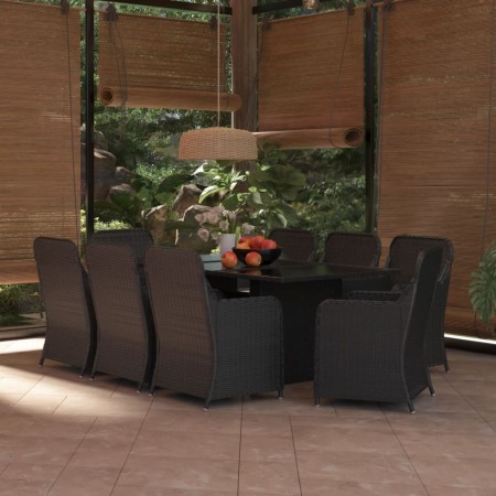 Juego de comedor para jardín 9 piezas ratán sintético negro de vidaXL, Conjuntos de jardín - Ref: Foro24-3059478, Precio: 1,0...