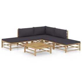 6-piece bamboo garden furniture set with dark gray cushions by vidaXL, Garden sets - Ref: Foro24-3058188, Price: 437,99 €, Di...