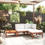 4-piece garden furniture set with cream cushions, made of solid acacia wood. by vidaXL, Garden sets - Ref: Foro24-3057877, Pr...