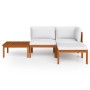 4-piece garden furniture set with cream cushions, made of solid acacia wood. by vidaXL, Garden sets - Ref: Foro24-3057877, Pr...