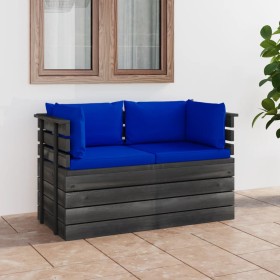 2-seater garden pallet sofa and solid pine wood cushions by vidaXL, Garden sets - Ref: Foro24-3061741, Price: 207,08 €, Disco...