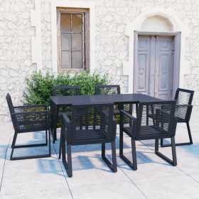 Juego de comedor para jardín 7 piezas ratán PVC negro de vidaXL, Conjuntos de jardín - Ref: Foro24-3060216, Precio: 548,99 €,...