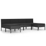 Set de muebles de jardín 6 pzas y cojines ratán sintético negro de vidaXL, Conjuntos de jardín - Ref: Foro24-3056987, Precio:...