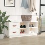 Banco zapatero madera maciza de pino blanco 100x34x45 cm de vidaXL, Zapateros y organizadores de calzado - Ref: Foro24-820178...