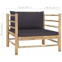 7-piece bamboo garden furniture set with dark gray cushions by vidaXL, Garden sets - Ref: Foro24-3058200, Price: 607,60 €, Di...