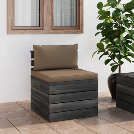 Zentrales Sofa aus Gartenpaletten mit Kissen aus Kiefernholz von vidaXL, Modulare Sofas für den Außenbereich - Ref: Foro24-30...