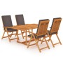 Garden dining set 5 pieces solid teak and gray cushions by vidaXL, Garden sets - Ref: Foro24-3059541, Price: 708,24 €, Discou...