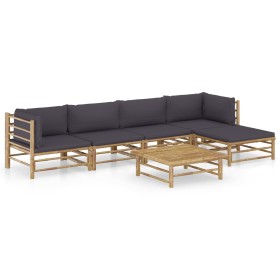 6-piece bamboo garden furniture set with dark gray cushions by vidaXL, Garden sets - Ref: Foro24-3058198, Price: 503,99 €, Di...