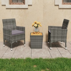 Gartenmöbel 3-teilig, synthetisches Rattan, graues Akazienholz von vidaXL, Gartensets - Ref: Foro24-3058363, Preis: 188,17 €,...