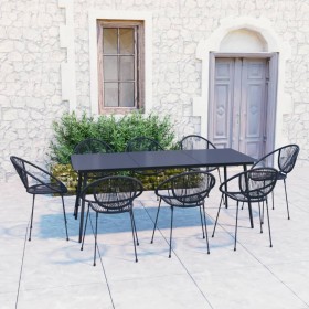 Juego de comedor para jardín 9 piezas ratán PVC negro de vidaXL, Conjuntos de jardín - Ref: Foro24-3060224, Precio: 952,99 €,...