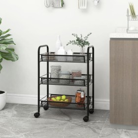 Carrito de cocina 3 niveles hierro negro 46x26x64 cm de vidaXL, Carros de cocina y comedor - Ref: Foro24-336322, Precio: 33,4...