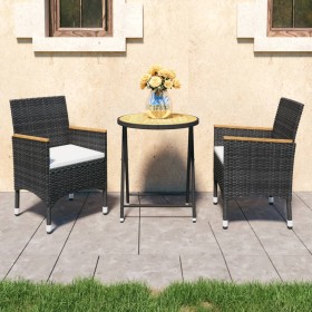 Garden table and chairs 3 pieces synthetic rattan black acacia wood by vidaXL, Garden sets - Ref: Foro24-3058386, Price: 172,...