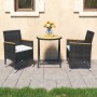 Gartentisch und Stühle, 3 Stück, synthetisches Rattan, schwarzes Akazienholz von vidaXL, Gartensets - Ref: Foro24-3058386, Pr...