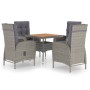 5-piece gray synthetic rattan garden furniture set with acacia wood. by vidaXL, Garden sets - Ref: Foro24-3058525, Price: 955...