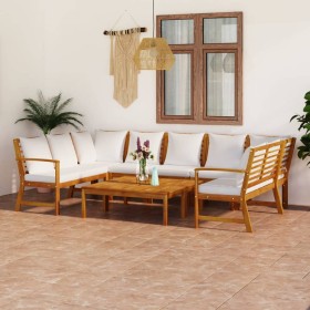 Garden furniture 9 pcs cream cushions solid acacia wood by vidaXL, Garden sets - Ref: Foro24-3057775, Price: 877,99 €, Discou...