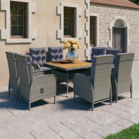 9-piece garden dining set made of PE rattan and gray acacia wood by vidaXL, Garden sets - Ref: Foro24-3058531, Price: 1,00 €,...