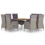 Set de comedor de jardín 9 pzas ratán PE y madera acacia gris de vidaXL, Conjuntos de jardín - Ref: Foro24-3058531, Precio: 1...